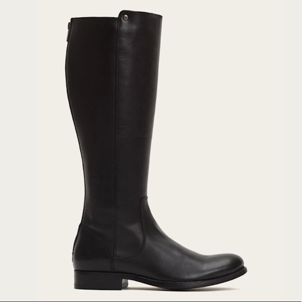 Frye Melissa Stud Black BackZip Tall Leather Boots - Picture 2 of 16